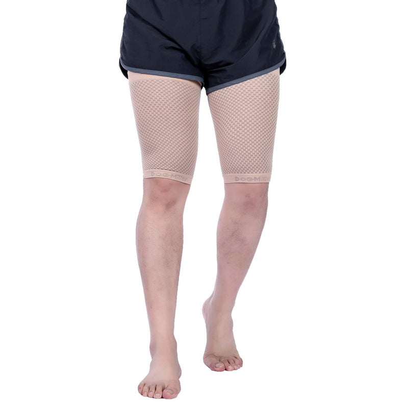 Doc Miller Thigh Compression Sleeve for Men Women 1 Pair â€“ Quad Compression Wrap - Braces for Thigh Pain Muscle Recovery - Hamstring Compression Sleeve Silicone Band - 1 Pair - Image 5